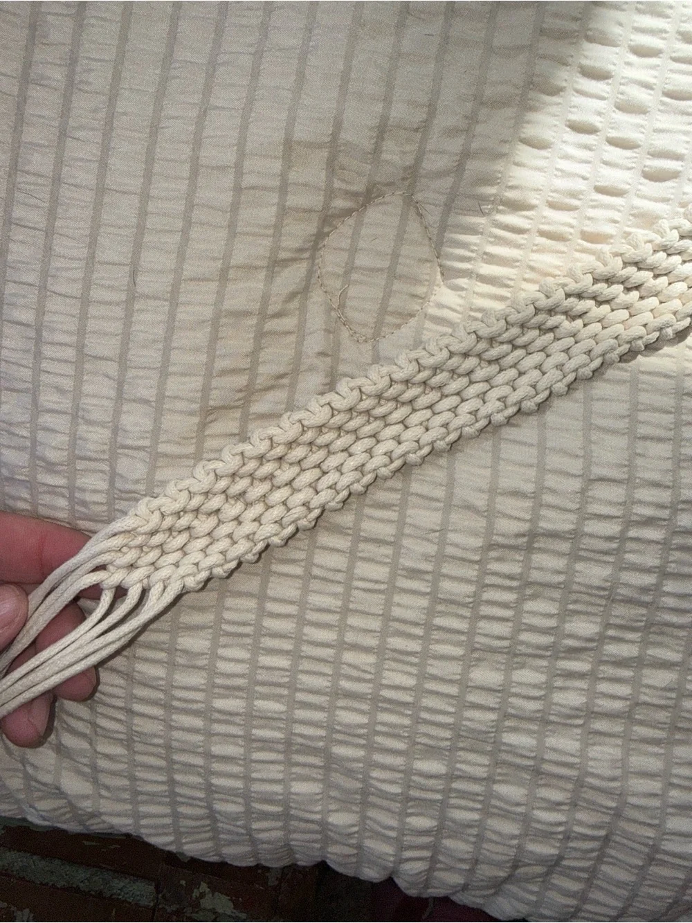 Vintage Cream Macrame Woven Rope Belt